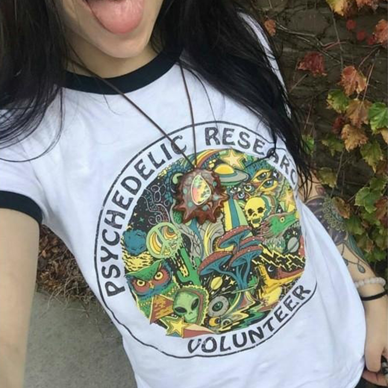 Vintage Fashion Research - Psychodeliczny badań wolontariuszy Unisex Vintage Ringer